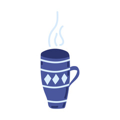 A cup with smoke Doodle style Cozy autumn. Flat vector illustration