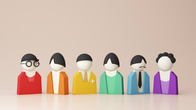 Hands holding, LGBTQ people isolated. cartoon character with globe. Concept of homosexual, gay community, tolerant LGBTQ society. Lesbians and gays as representatives of LGBT people. -3d render loop