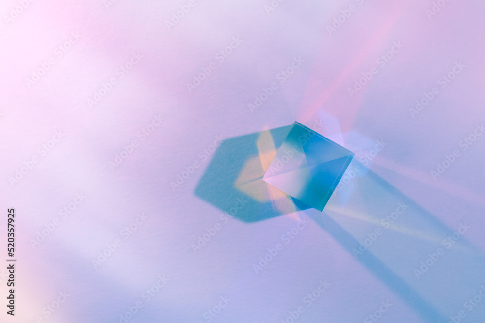Wall mural glass cube with color spectrum rays. abstract background with reflection and refraction of light. sh