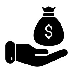 Hand giving money icon in solid design