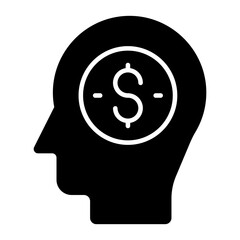 Dollar inside brain, icon of investor