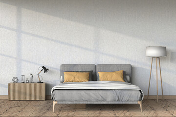 3D rendering of interior bedroom with decorations. - obrazy, fototapety, plakaty