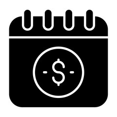 Icon of money with calendar, solid design of payment day