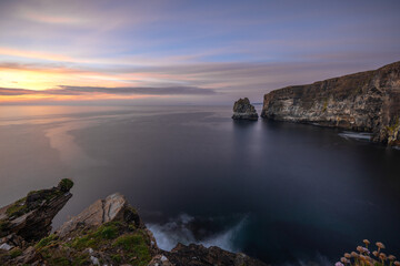 Sunset at The Standard, Sea Stack at Costa Head, Orkney, Scotland 