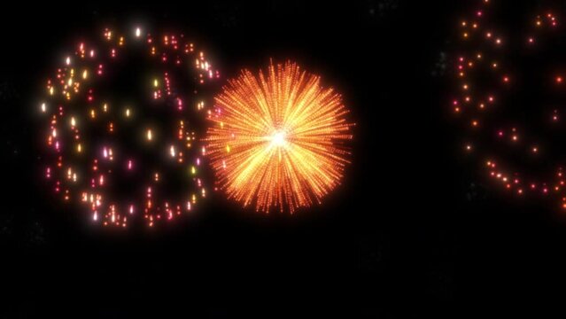 Flight Through fireworks isolated on transparent black background. 3D Rendering.