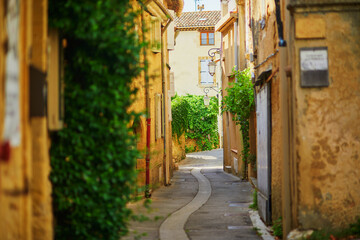 Fototapeta na wymiar Beautiful streets of Lourmarin village in Provence, France