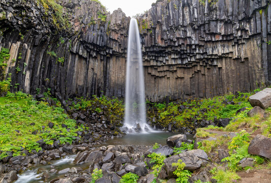The famous svartifoss waterefalls in iceland