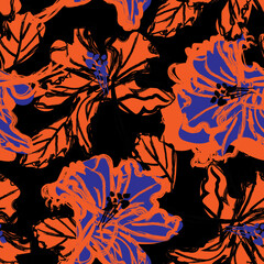 Floral Brush strokes Seamless Pattern Design