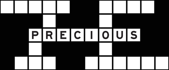 Alphabet letter in word precious on crossword puzzle background