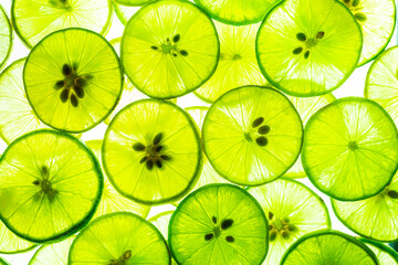Macro Lime,Lemon and green lime overlapped slices close-up background,Macro lemon texture,Macro close up surface texture Juicy slice of lime