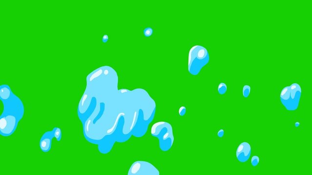Cartoon water transition on a green screen. Water transition with alpha channel. Key color, color key, alpha channel. 4K video