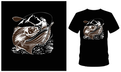 fishing t-shirt design, fish, father and son catch fish, vintage fishing t-shirt, boat,	