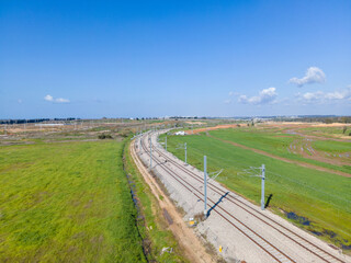 Fototapeta na wymiar Railway in Israel at daylight
