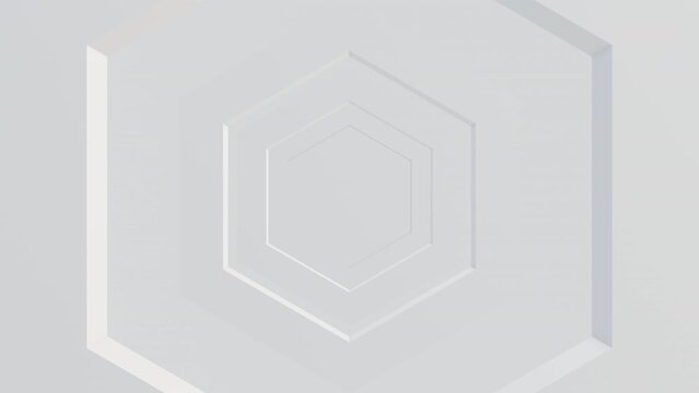 3d render white hexagon tunnel loop animation background