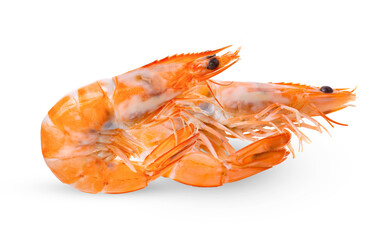 Cooked shrimps isolated on white