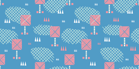 Naklejka premium Floral illustration background. Seamless pattern.Vector. 花のイラストパターン