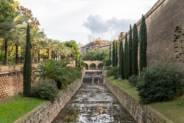 Palma de Mallorca, Spain. Walls and ramparts of the Baluard de Sant Pere (St Peter Bastion), a modern art and former fortress