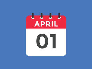 April 1 calendar reminder. 1st April daily calendar icon template. Vector illustration 
 - obrazy, fototapety, plakaty