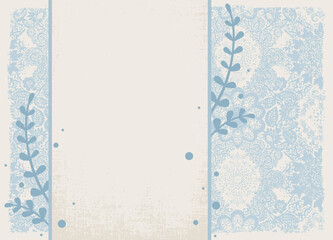 A worn blue floral vintage wallpaper with design and copy space
