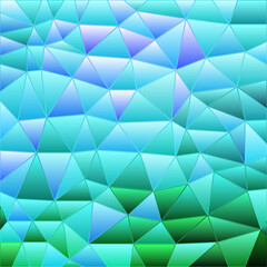 abstract vector stained-glass triangle mosaic background - blue and green