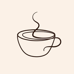 continous line art drawing coffee symbol