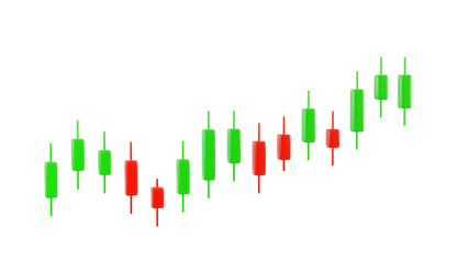 Candlestick trading graph symbol, investment stock market, 3D rendering illustration