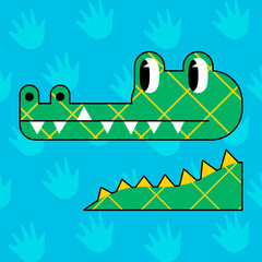 Crocodile cartoon character. Vector illustration alligator in retro flat design, vintage comic style.