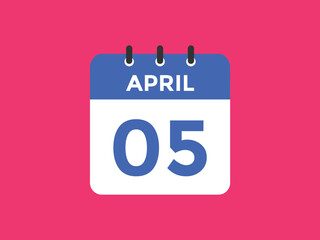 April 5 Calendar icon Design. Calendar Date 5th April. Calendar template 

