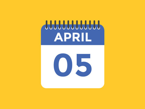 April 5 Calendar icon Design. Calendar Date 5th April. Calendar template 
