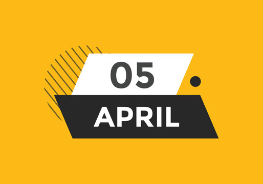 April 5 Calendar icon Design. Calendar Date 5th April. Calendar template 
