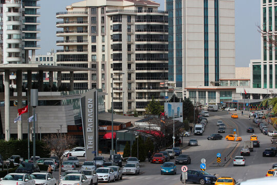 Ankara, Turkey - April 18, 2022: Paragon office tower, a 27-floor highrise building in central Ankara offers all the infrastructure required by a modern business environment.