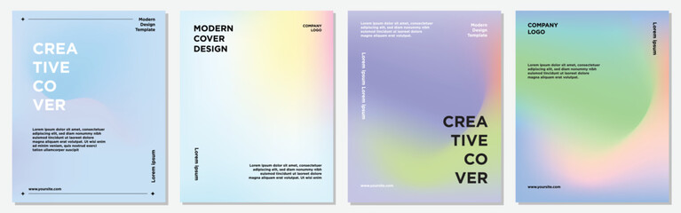 Obraz premium Creative covers or posters concept in modern minimal style for corporate identity, branding, social media advertising, promo. Minimalist cover design template with dynamic fluid gradient