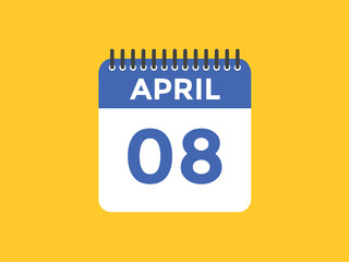 April 8 Calendar icon Design. Calendar Date 8th April. Calendar template 
