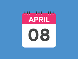 April 8 calendar reminder. 8th April daily calendar icon template. Vector illustration 
