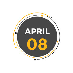 April 8 Calendar icon Design. Calendar Date 8th April. Calendar template 
