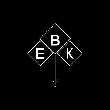 EBK letter logo design with white background in illustrator, EBK vector logo modern alphabet font overlap style.
