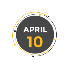 April 10 Calendar icon Design. Calendar Date 10th April. Calendar template 
