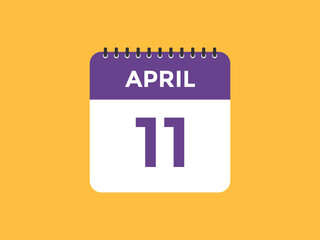 April 11 calendar reminder. 11th April daily calendar icon template. Vector illustration 
