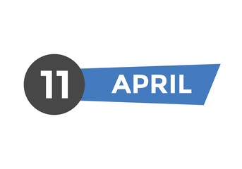 April 11 calendar reminder. 11th April daily calendar icon template. Vector illustration 

