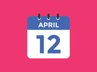 April 12 calendar reminder. 12th April daily calendar icon template. Vector illustration 
