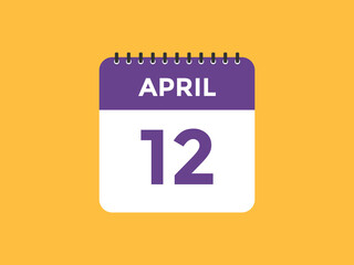 April 12 Calendar icon Design. Calendar Date 12th April. Calendar template 
