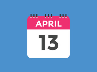 April 13 calendar reminder. 13th April daily calendar icon template. Vector illustration 
