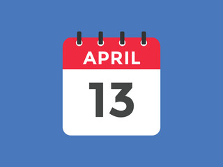 April 13 calendar reminder. 13th April daily calendar icon template. Vector illustration 
