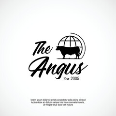 Angus cattle farm rustic style logo design idea