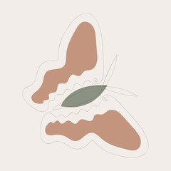 Beautiful hand drawn floral leaves and face one line art on white illustration