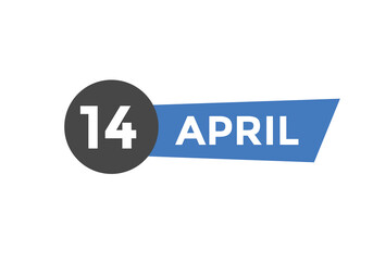 April 14 Calendar icon Design. Calendar Date 14th April. Calendar template 
