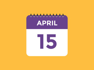 April 15 Calendar icon Design. Calendar Date 15th April. Calendar template 
