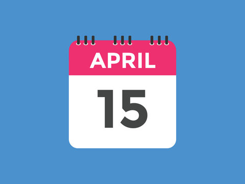 April 15 calendar reminder. 15th April daily calendar icon template. Vector illustration 
