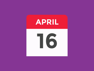 April 16 Calendar icon Design. Calendar Date 16th April. Calendar template 
