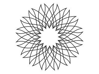 Round pattern in the form of a stylized symmetrical flower.
